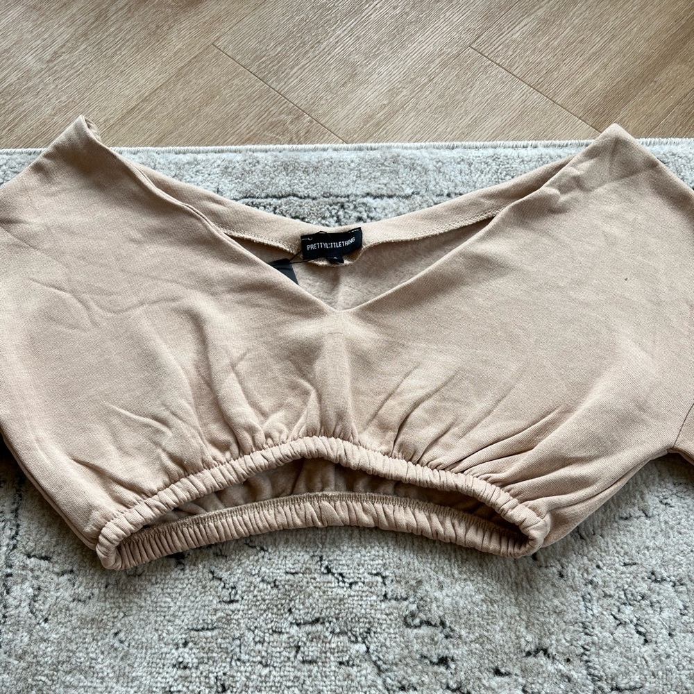 NWT Crop Off Shoulder Sweater - Sand